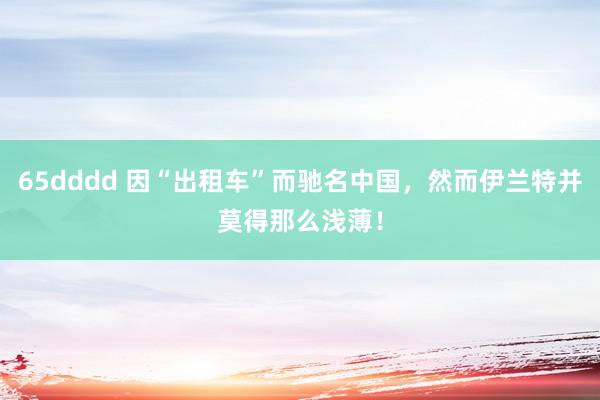 65dddd 因“出租车”而驰名中国，然而伊兰特并莫得那么浅薄！