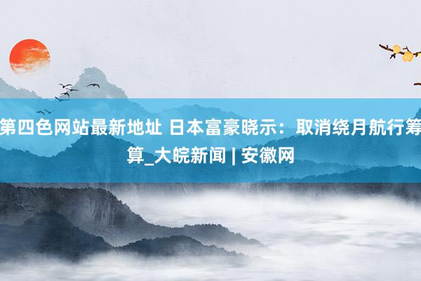 第四色网站最新地址 日本富豪晓示：取消绕月航行筹算_大皖新闻 | 安徽网