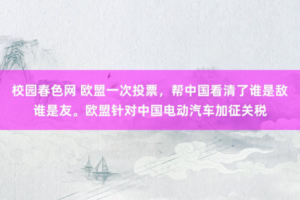 校园春色网 欧盟一次投票，帮中国看清了谁是敌谁是友。欧盟针对中国电动汽车加征关税