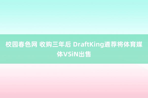 校园春色网 收购三年后 DraftKing遴荐将体育媒体VSiN出售