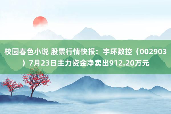 校园春色小说 股票行情快报：宇环数控（002903）7月23日主力资金净卖出912.20万元