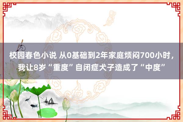 校园春色小说 从0基础到2年家庭烦闷700小时，我让8岁“重度”自闭症犬子造成了“中度”