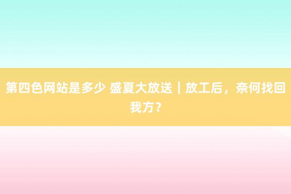 第四色网站是多少 盛夏大放送｜放工后，奈何找回我方？