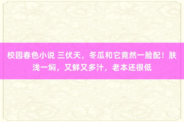 校园春色小说 三伏天，冬瓜和它竟然一脸配！肤浅一焖，又鲜又多汁，老本还很低