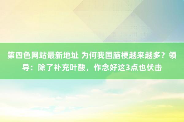 第四色网站最新地址 为何我国脑梗越来越多？领导：除了补充叶酸，作念好这3点也伏击