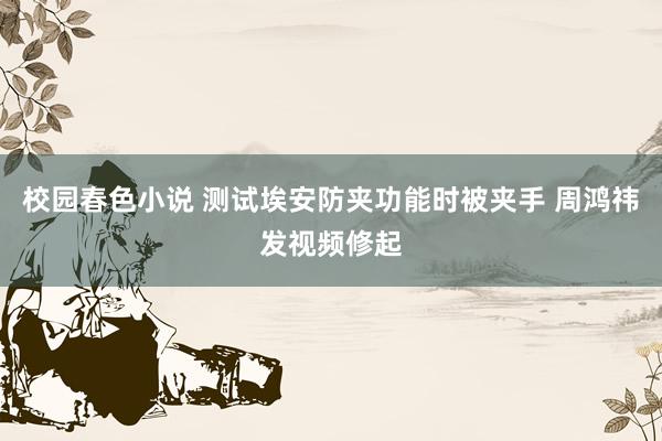 校园春色小说 测试埃安防夹功能时被夹手 周鸿祎发视频修起