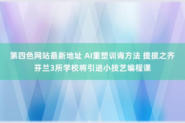 第四色网站最新地址 AI重塑训诲方法 提拔之齐芬兰3所学校将引进小技艺编程课