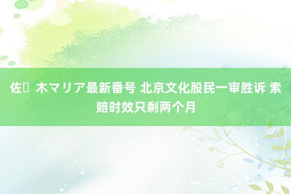 佐々木マリア最新番号 北京文化股民一审胜诉 索赔时效只剩两个月