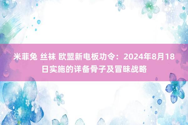 米菲兔 丝袜 欧盟新电板功令：2024年8月18日实施的详备骨子及冒昧战略